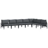 vidaXL Tuinbank Set met kussen 7 pcs Zwart Staal
