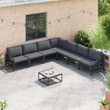 vidaXL Tuinbank Set met kussen 7 pcs Zwart Staal