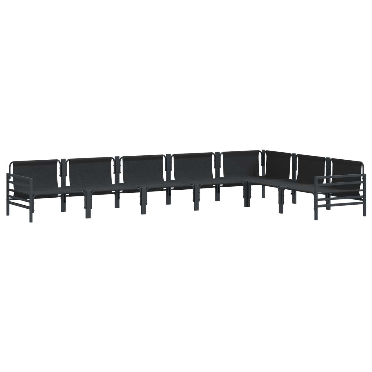 vidaXL Tuinbank Set met kussen 7 pcs Zwart Staal