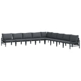 vidaXL Tuinbank Set met kussen 9 pcs Zwart Staal