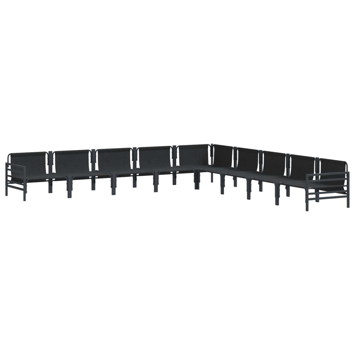 vidaXL Tuinbank Set met kussen 9 pcs Zwart Staal