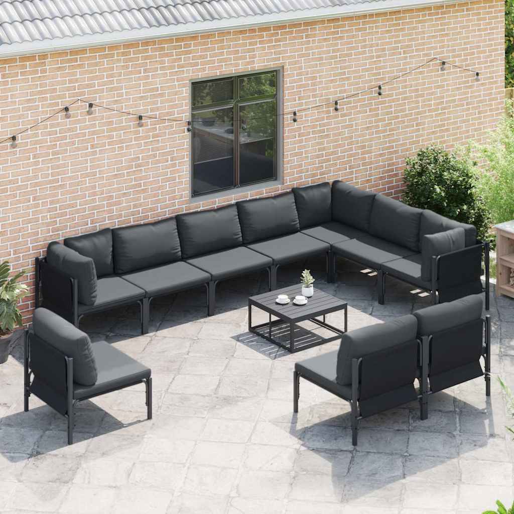 vidaXL Garden Bench Set Anthracite Steel
