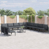 vidaXL Tuinbank Set met kussen 11 pcs Zwart Staal