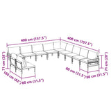 vidaXL Tuinbank Set met kussen 11 pcs Zwart Staal