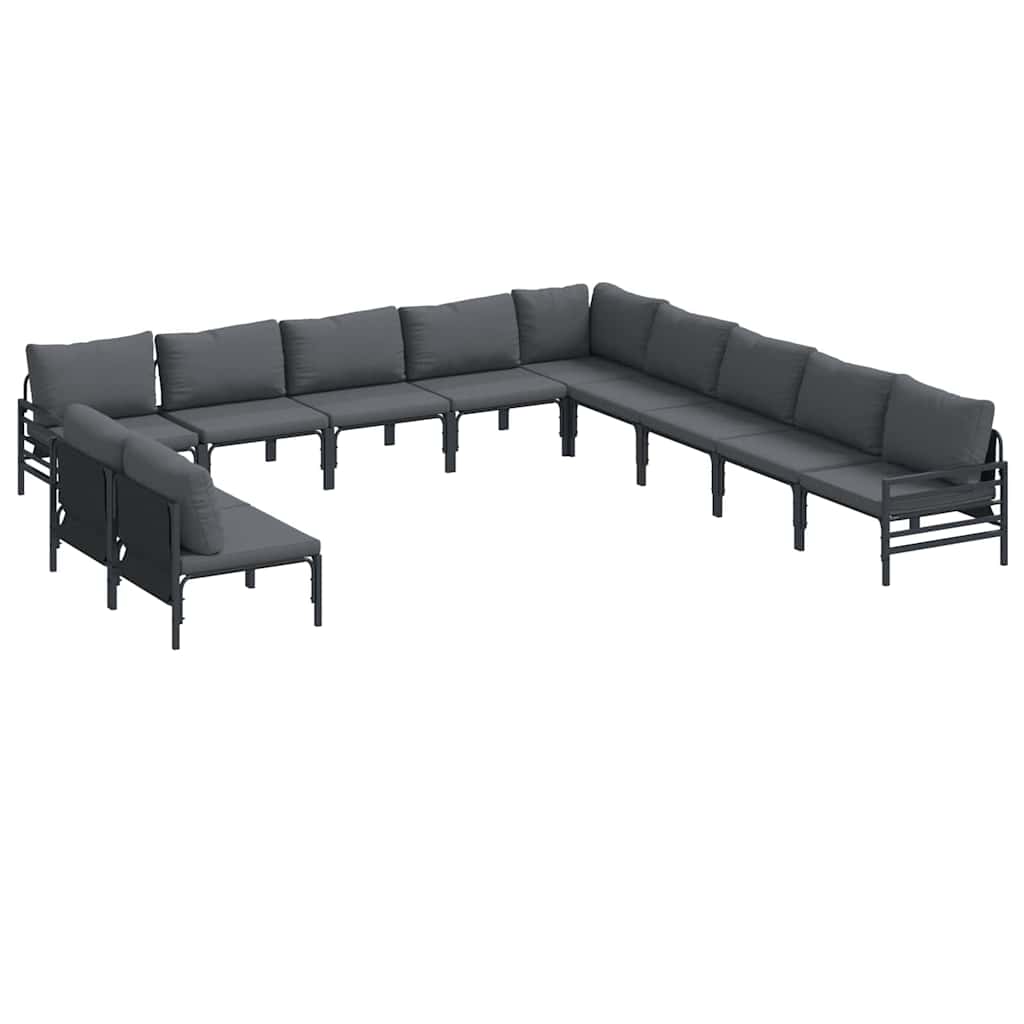 vidaXL Tuinbank Set met kussen 11 pcs Zwart Staal