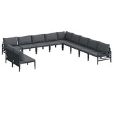 vidaXL Tuinbank Set met kussen 11 pcs Zwart Staal