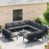 vidaXL Tuinbank Set met kussen 11 pcs Zwart Staal