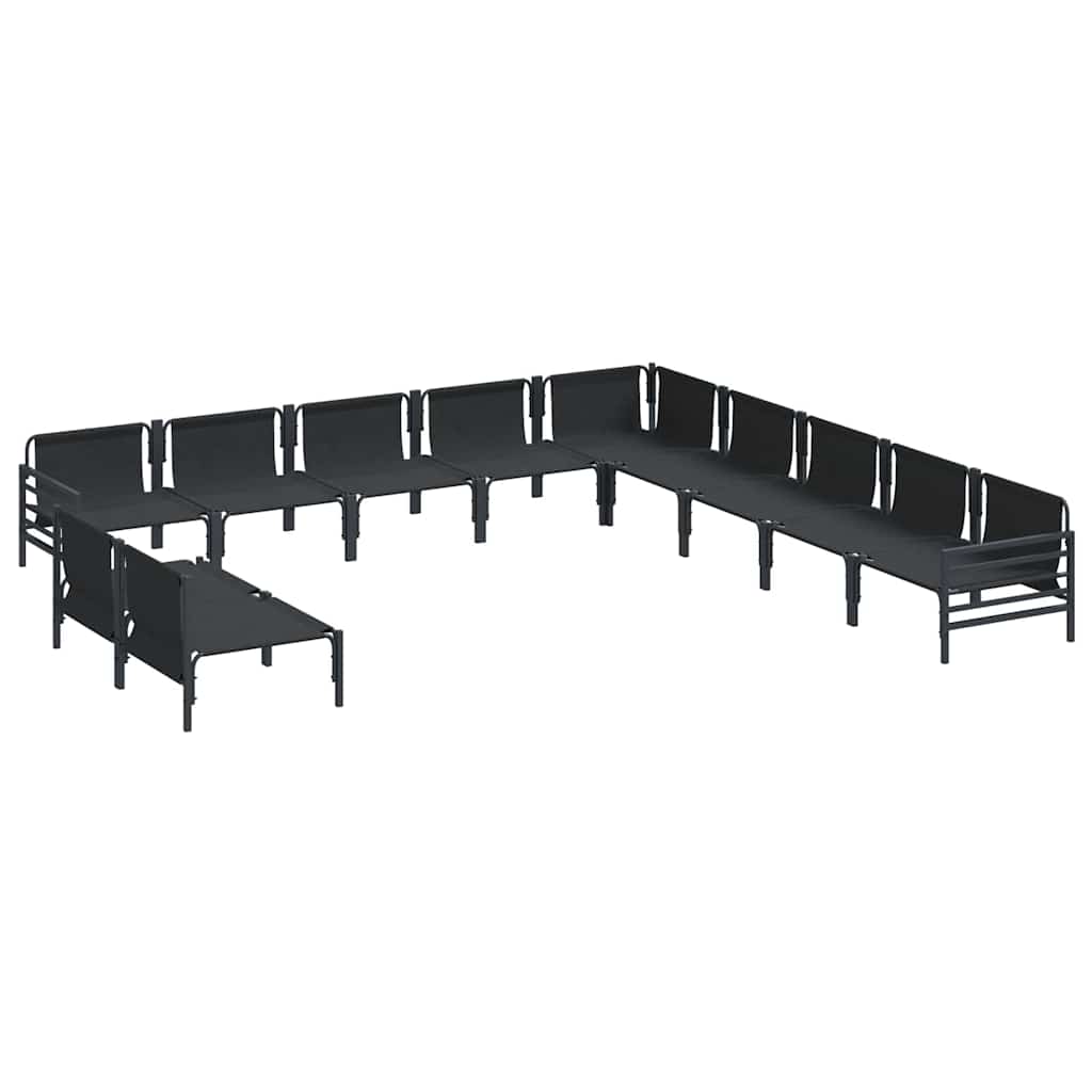 vidaXL Tuinbank Set met kussen 11 pcs Zwart Staal