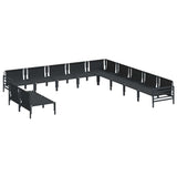 vidaXL Tuinbank Set met kussen 11 pcs Zwart Staal