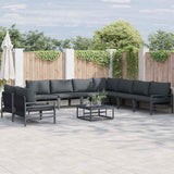 vidaXL Garden Bench Set with Cushion 9 pcs Black Steel