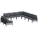 vidaXL Garden Bench Set with Cushion 9 pcs Black Steel