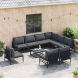 vidaXL Garden Bench Set with Cushion 9 pcs Black Steel