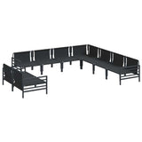 vidaXL Garden Bench Set with Cushion 9 pcs Black Steel