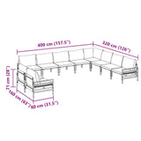vidaXL Tuinbank Set met kussen 10 pcs Zwart Staal