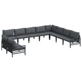 vidaXL Tuinbank Set met kussen 10 pcs Zwart Staal