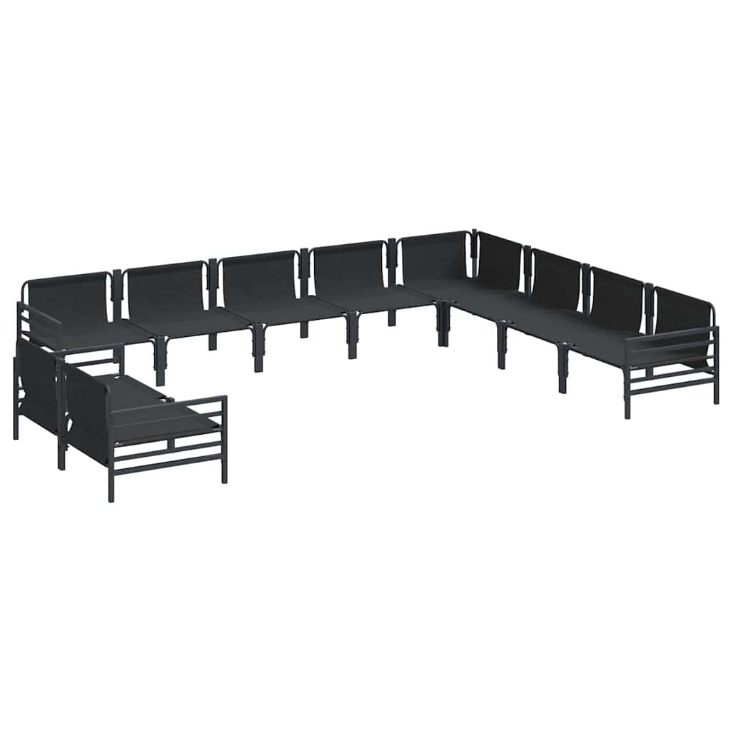 vidaXL Tuinbank Set met kussen 10 pcs Zwart Staal