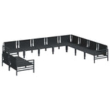 vidaXL Tuinbank Set met kussen 10 pcs Zwart Staal