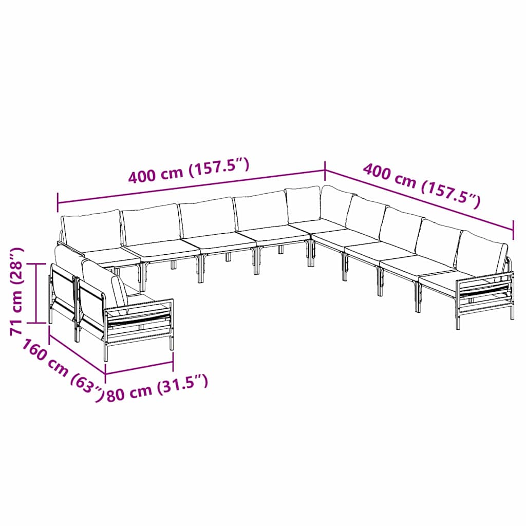 vidaXL Garden Bench Set with Cushion Anthracite Steel