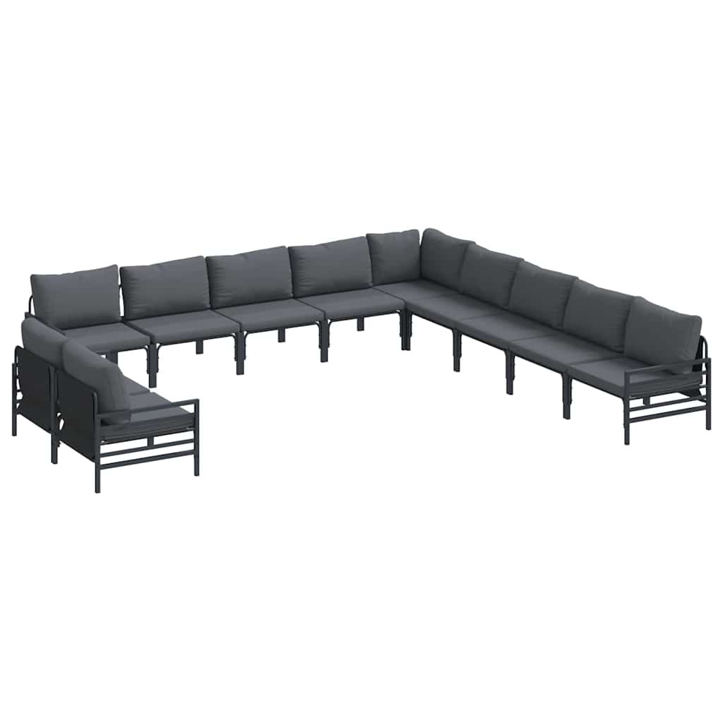 vidaXL Garden Bench Set with Cushion Anthracite Steel