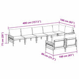 vidaXL Tuinbank Set met kussen 8 pcs Zwart Staal