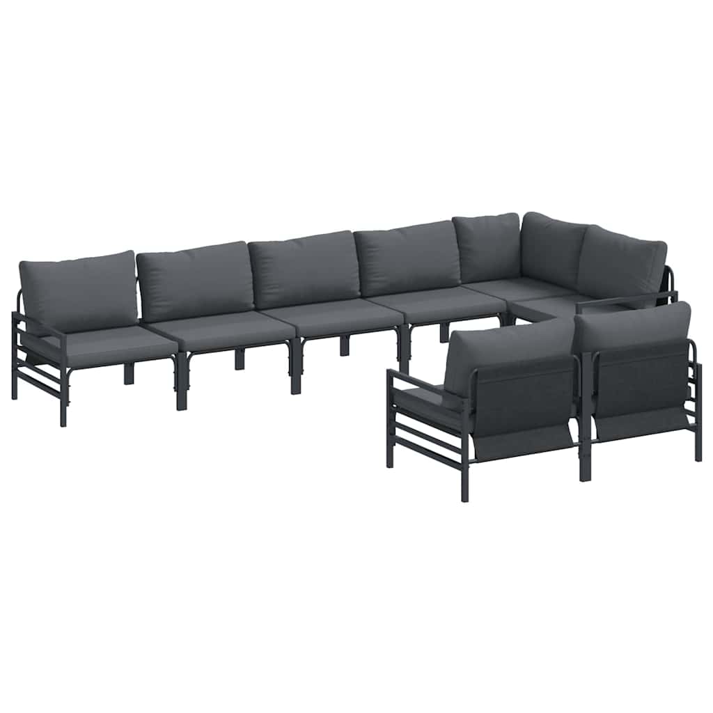vidaXL Tuinbank Set met kussen 8 pcs Zwart Staal