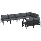 vidaXL Tuinbank Set met kussen 8 pcs Zwart Staal