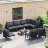 vidaXL Tuinbank Set met kussen 8 pcs Zwart Staal