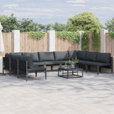 vidaXL Garden Bench Set with Cushion 9 pcs Black Steel