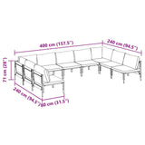 vidaXL Garden Bench Set with Cushion 9 pcs Black Steel