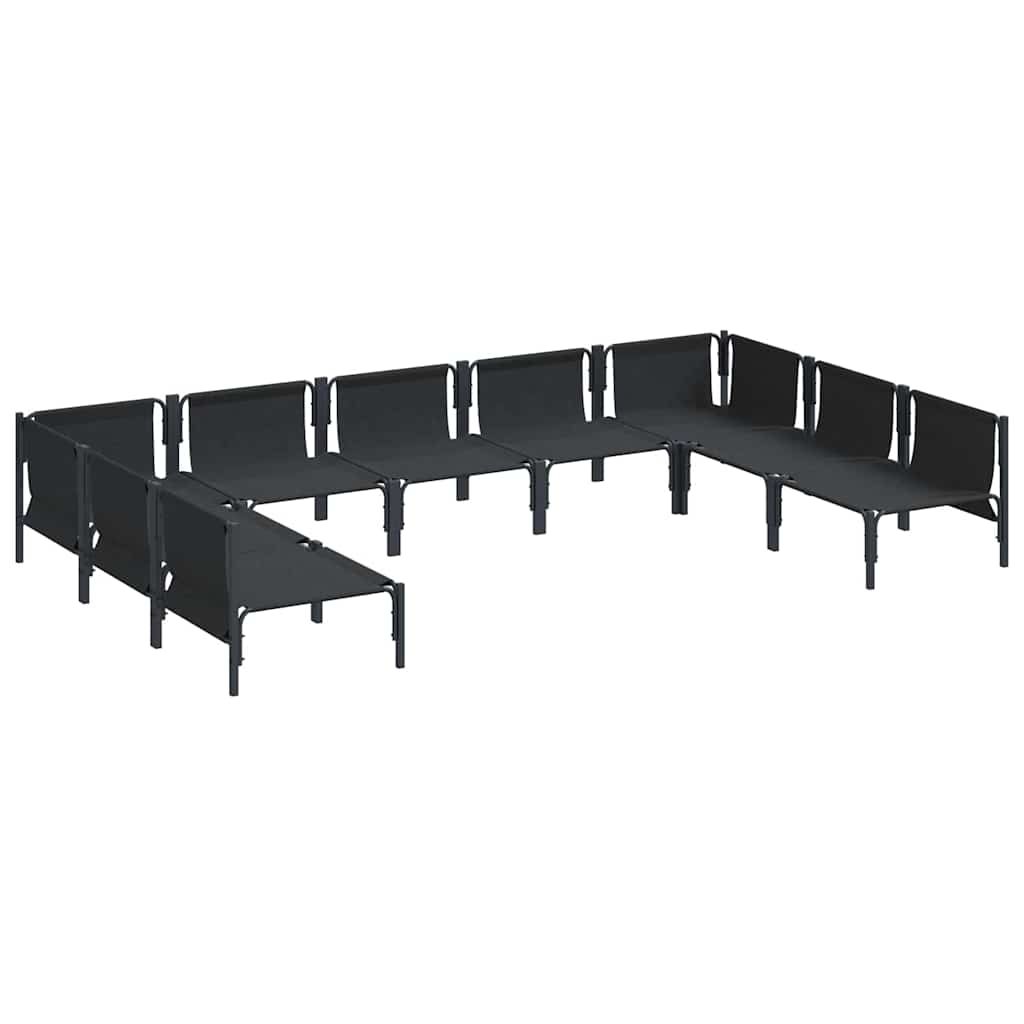 vidaXL Garden Bench Set with Cushion 9 pcs Black Steel