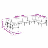 vidaXL Tuinbank Set met kussen 10 pcs Zwart Staal