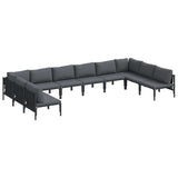 vidaXL Tuinbank Set met kussen 10 pcs Zwart Staal