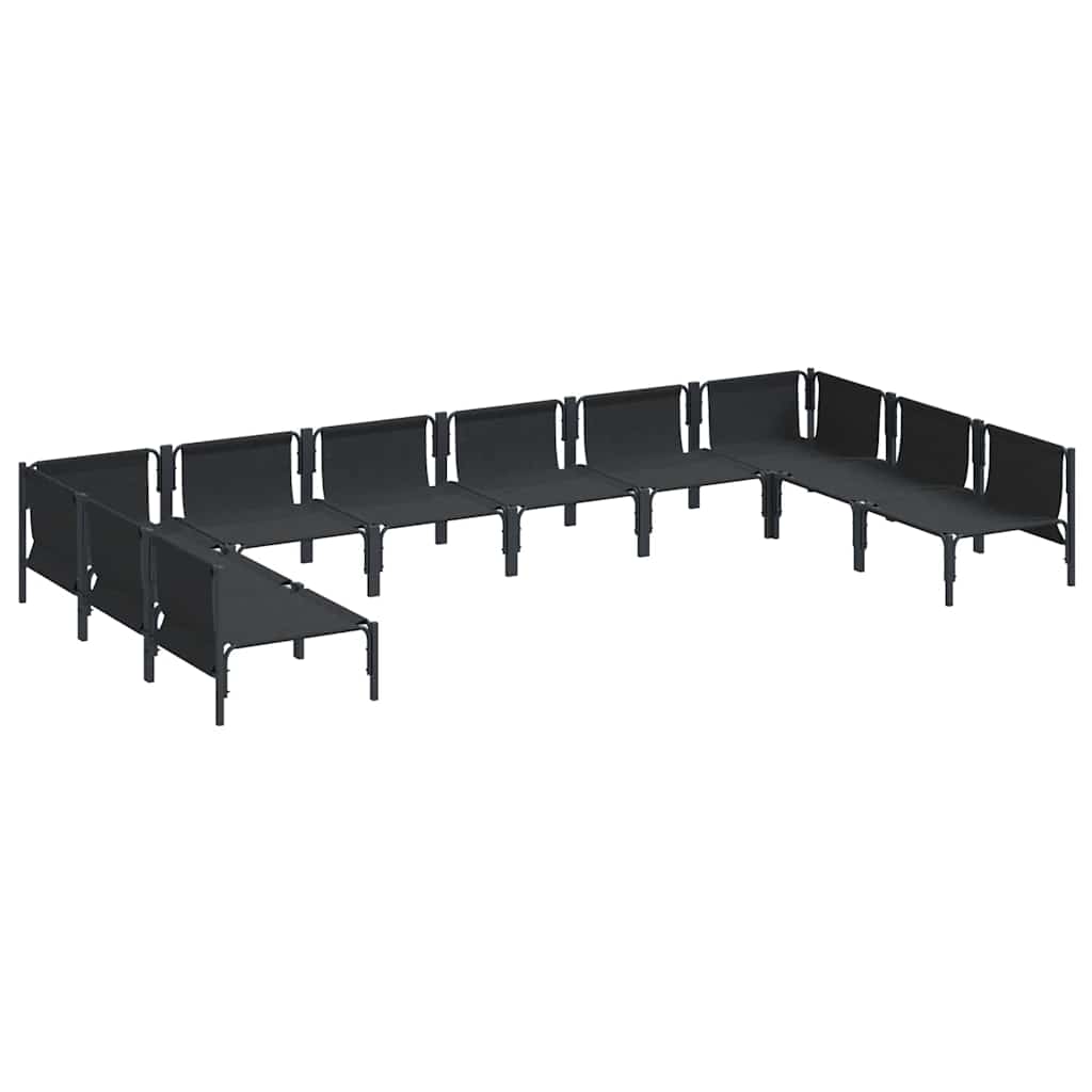 vidaXL Tuinbank Set met kussen 10 pcs Zwart Staal