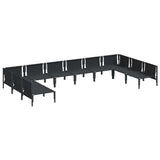 vidaXL Tuinbank Set met kussen 10 pcs Zwart Staal