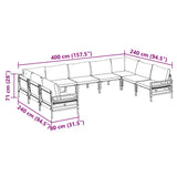 vidaXL Tuinbank Set met kussen 9 pcs Zwart Staal