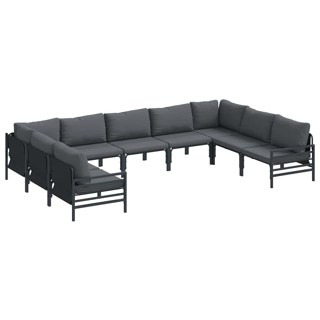 vidaXL Tuinbank Set met kussen 9 pcs Zwart Staal
