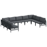 vidaXL Tuinbank Set met kussen 9 pcs Zwart Staal