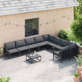 vidaXL Tuinbank Set met kussen 9 pcs Zwart Staal