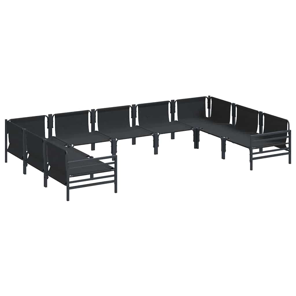 vidaXL Tuinbank Set met kussen 9 pcs Zwart Staal