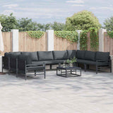 vidaXL Tuinbank Set met kussen 9 pcs Zwart Staal
