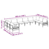 vidaXL Tuinbank Set met kussen 10 pcs Zwart Staal