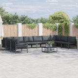 vidaXL Tuinbank Set met kussen 10 pcs Zwart Staal