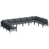 vidaXL Tuinbank Set met kussen 10 pcs Zwart Staal