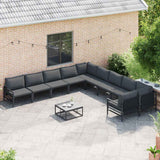 vidaXL Tuinbank Set met kussen 10 pcs Zwart Staal