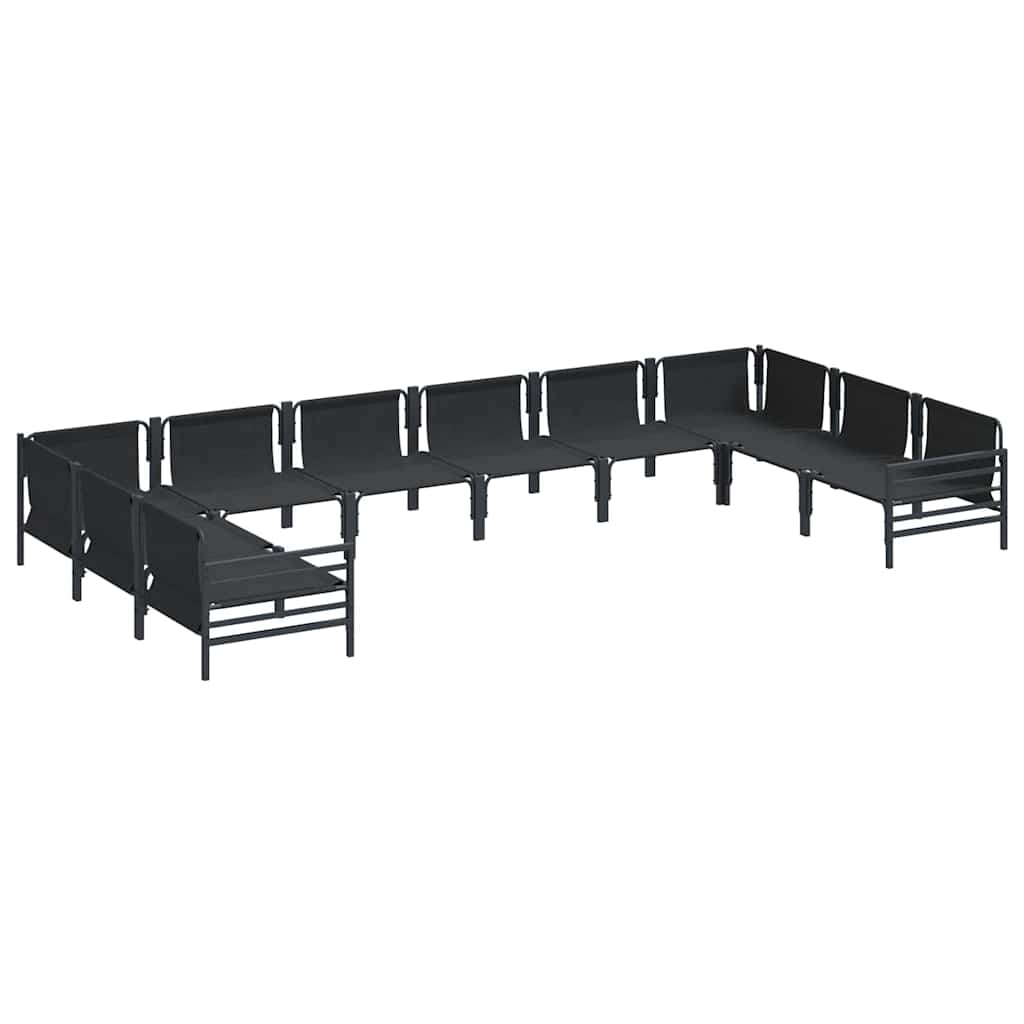 vidaXL Tuinbank Set met kussen 10 pcs Zwart Staal