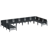 vidaXL Tuinbank Set met kussen 10 pcs Zwart Staal