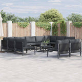 vidaXL Tuinbank Set met kussen 11 pcs Zwart Staal
