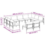 vidaXL Tuinbank Set met kussen 11 pcs Zwart Staal