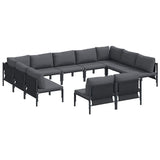 vidaXL Tuinbank Set met kussen 11 pcs Zwart Staal
