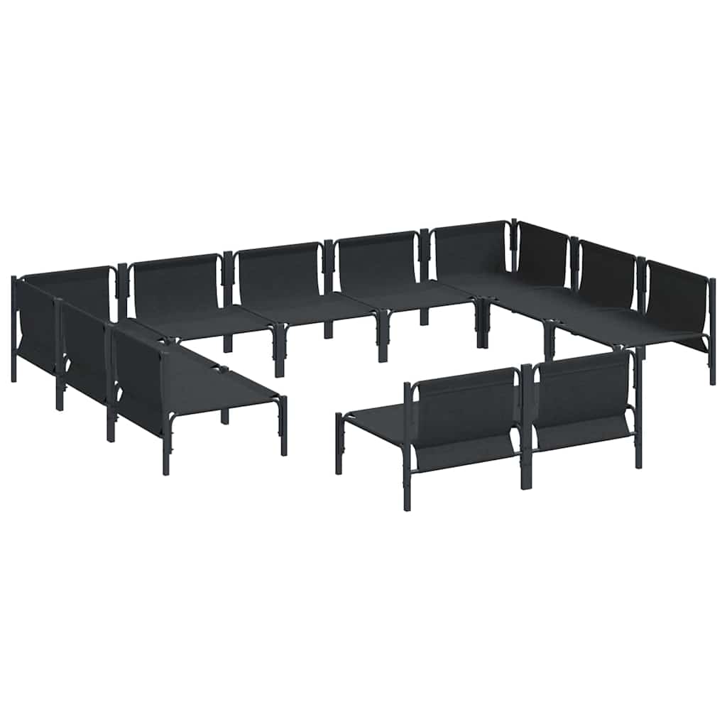 vidaXL Tuinbank Set met kussen 11 pcs Zwart Staal